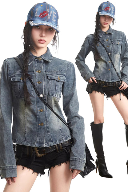 Retro Casual Short Denim Jacket Top