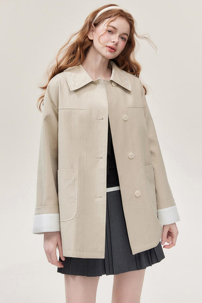 Khaki Embroidered Trench Coat