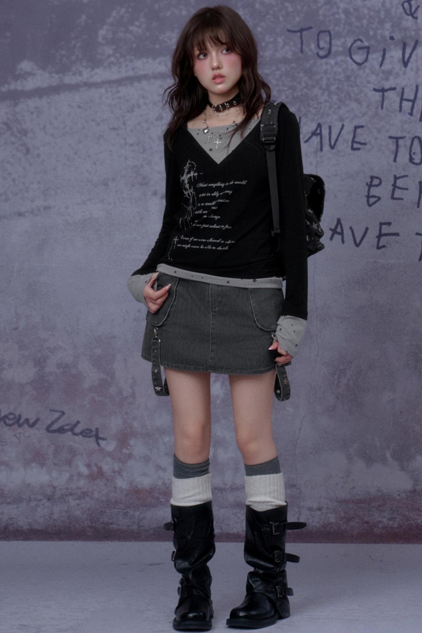 Gothic Hooded Black T-Shirt