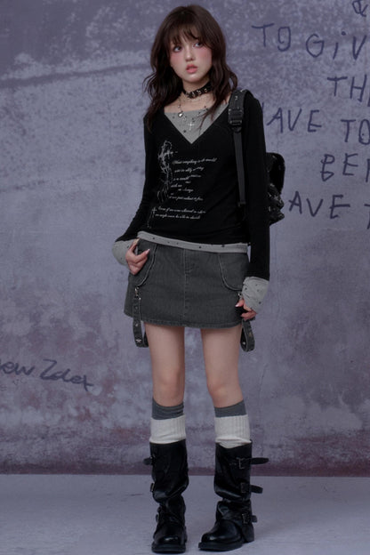 Gothic Hooded Black T-Shirt