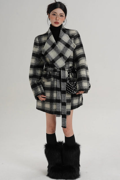 Elegant Plaid Wool Coat