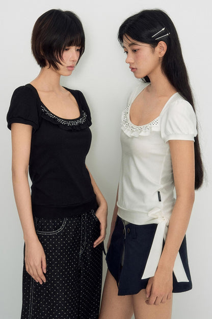 Nap Sweet Lace Tie Slim Top