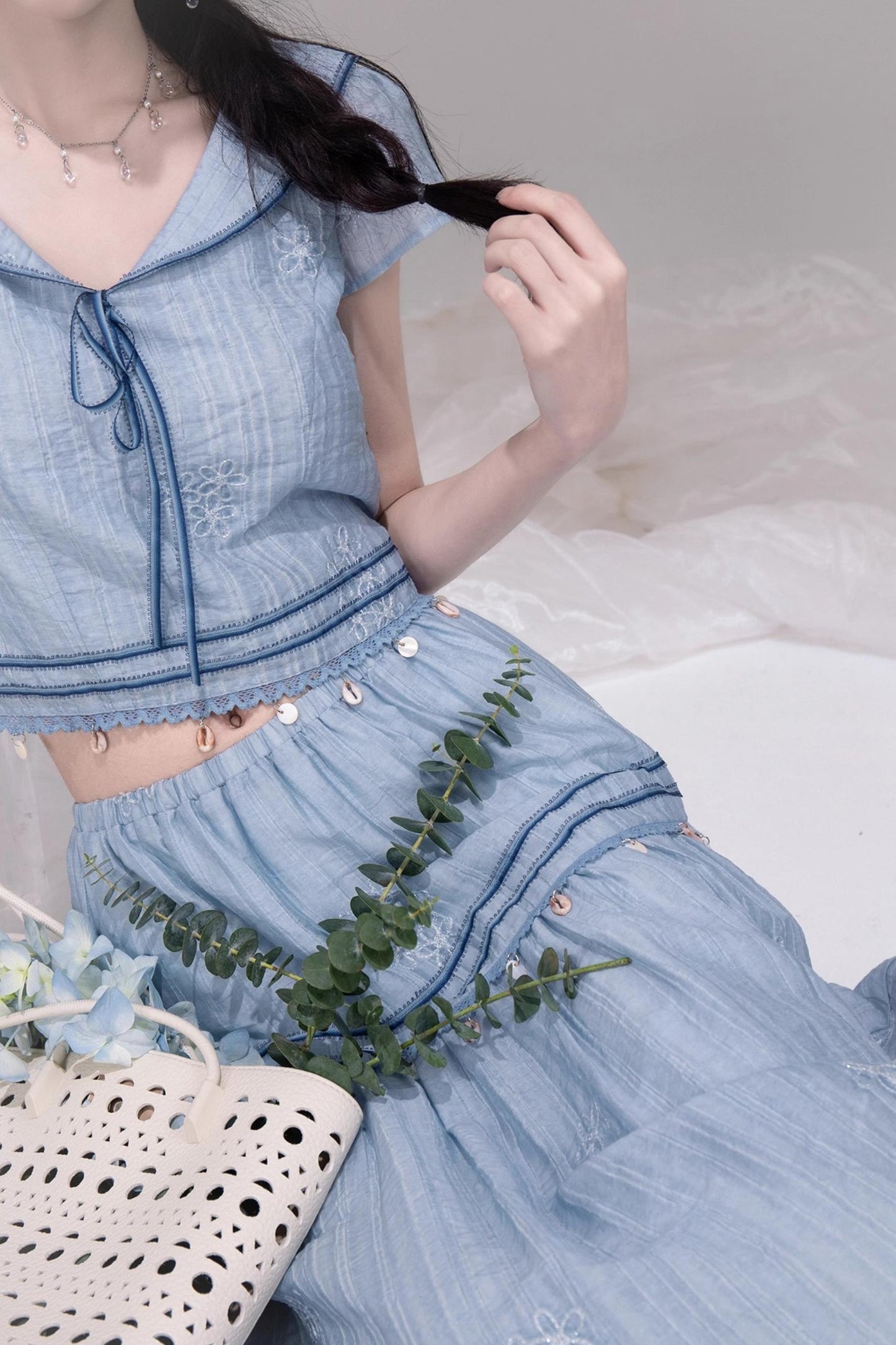 Misty Blue Halter Set