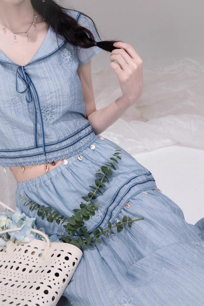 Misty Blue Halter Set