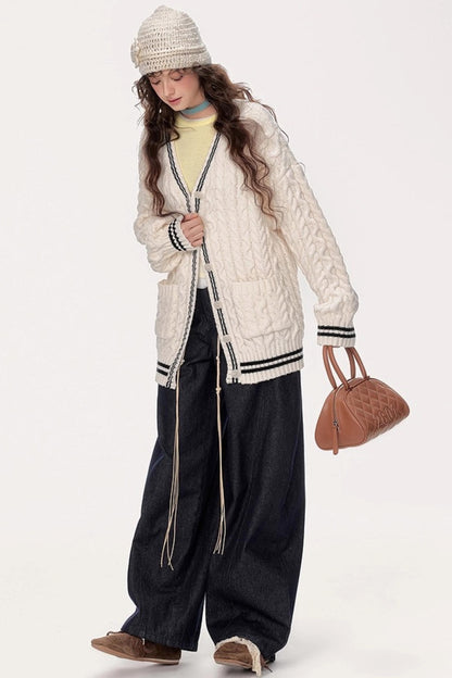 Japanese Knitted V-Neck Sweater