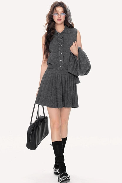 Fall Knitted Skirt Top Set-Up