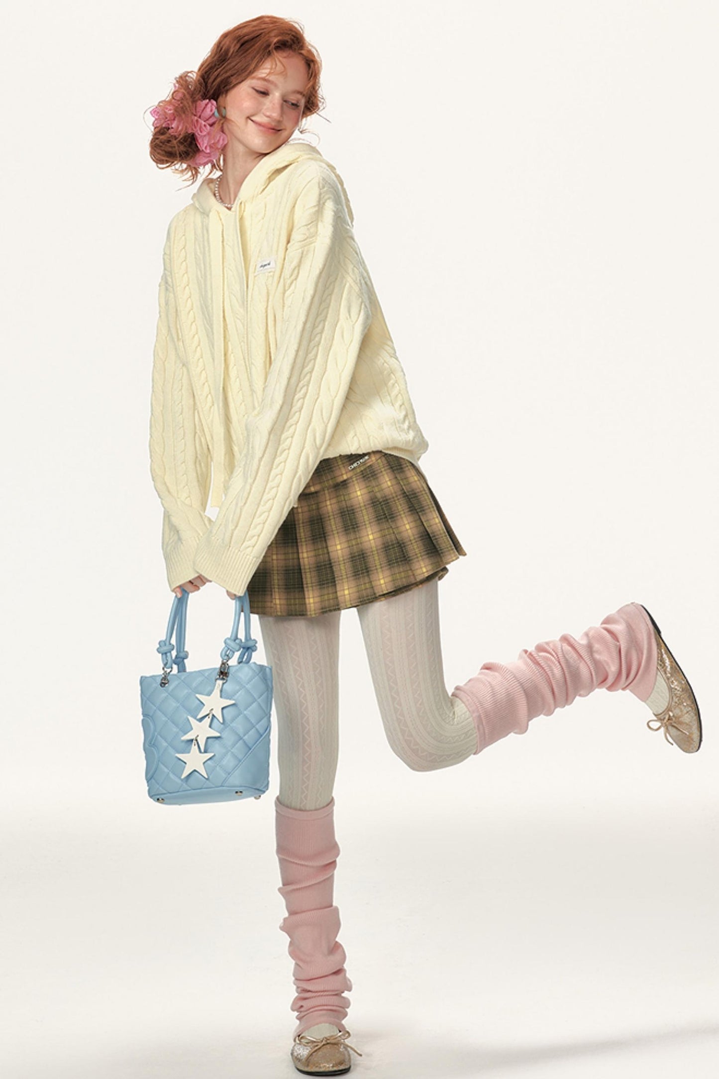 Lazy Cable Hooded Top