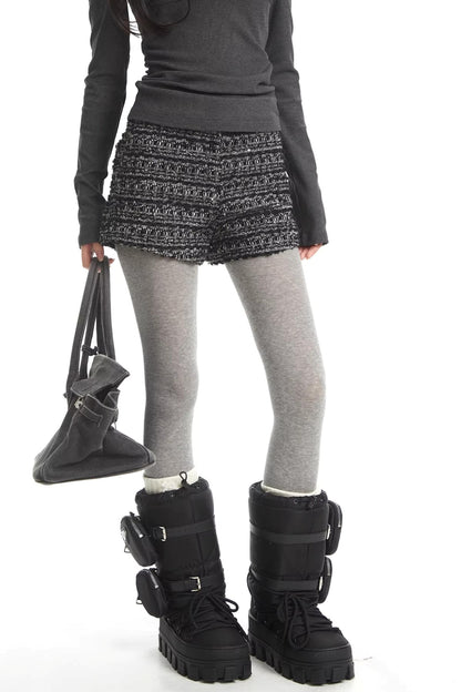 Retro Pailletten Tweed Kurze Hose