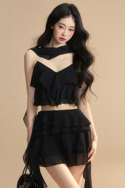 Luxury Halter With Skirt Set-Up
