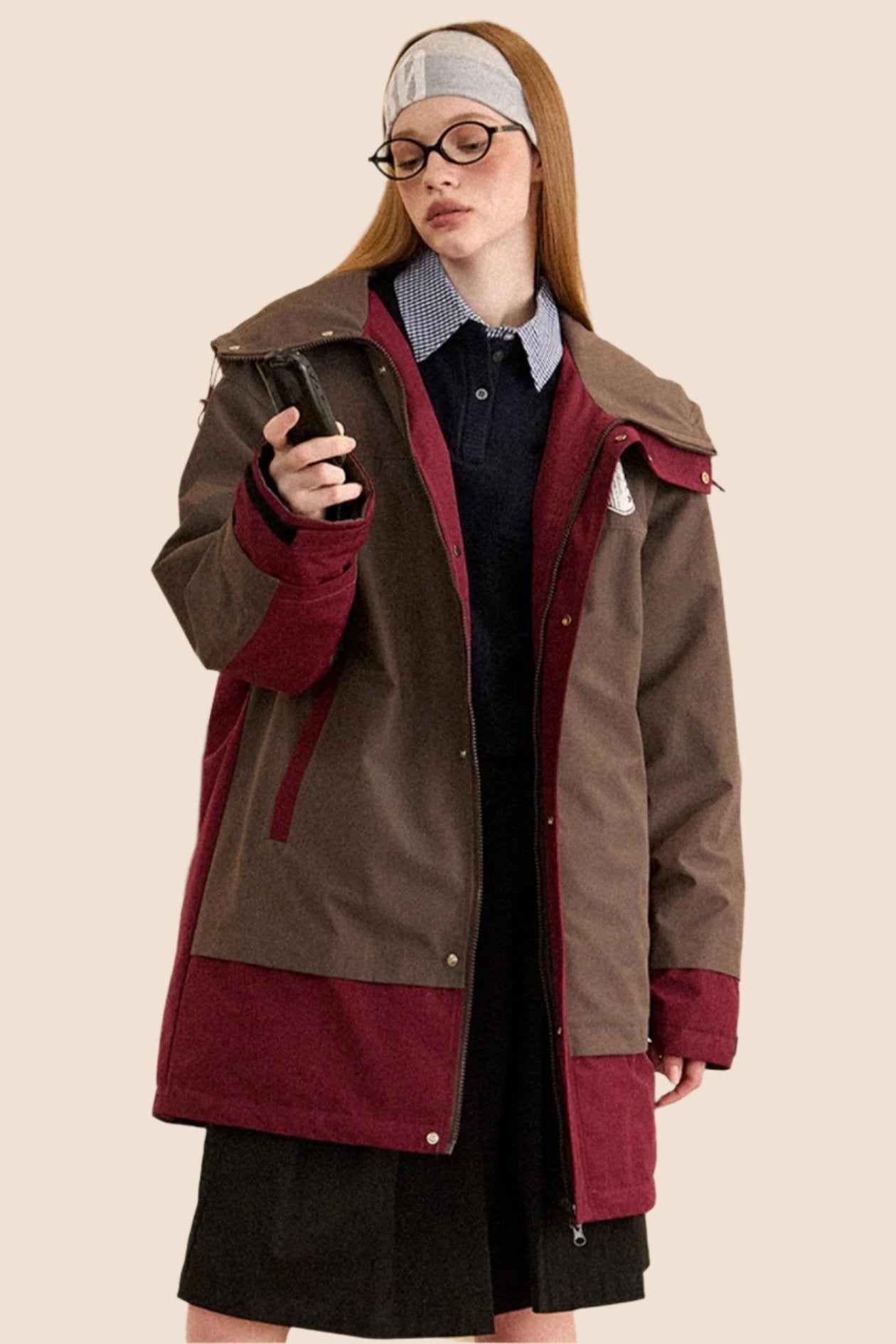 Retro Lapel Mid-Length Down Jacket