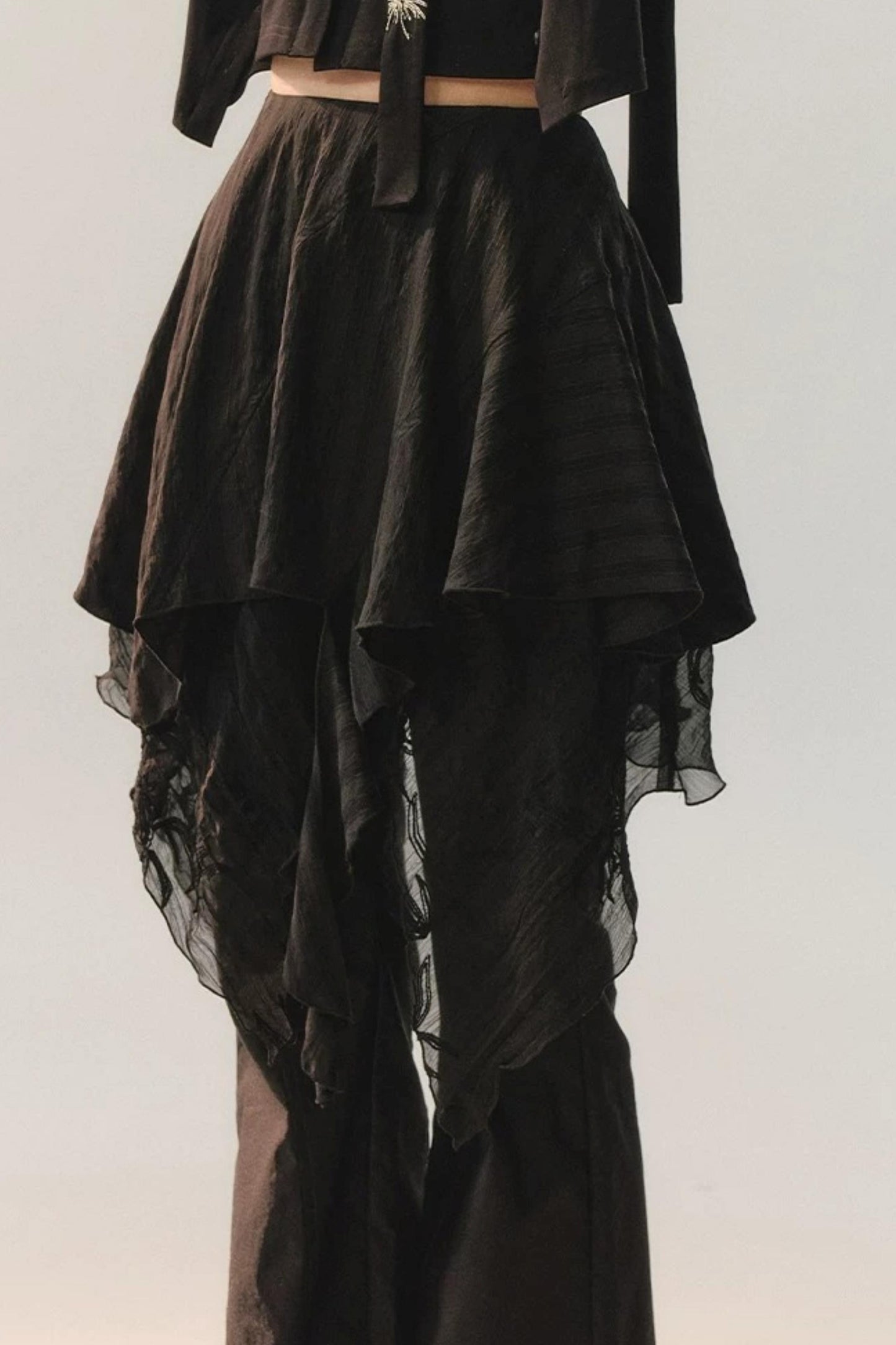 Pantalon Irrégulier à Dentelle Détachable