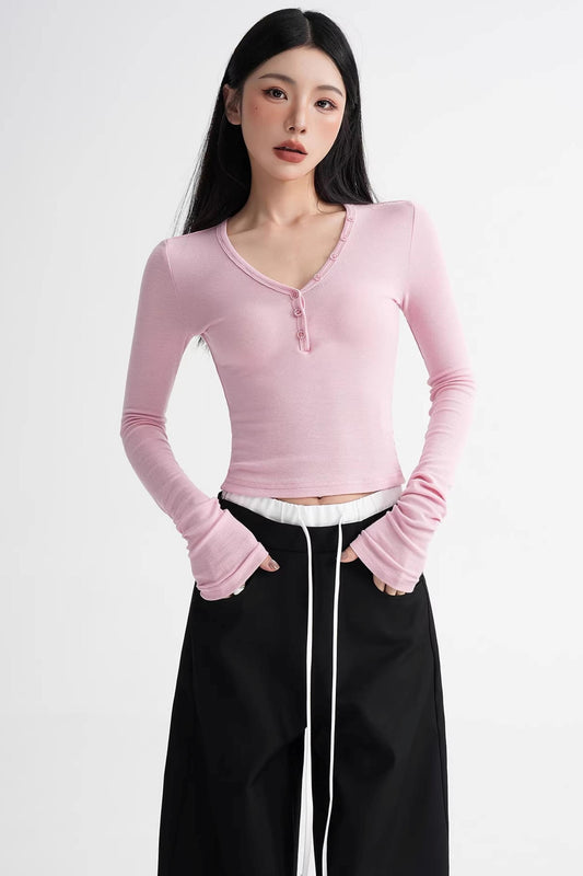 Wool Ruched Sleeve Top