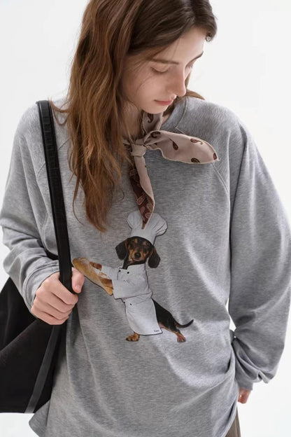 Lyocell Loose Printed Long Sleeve T-Shirt