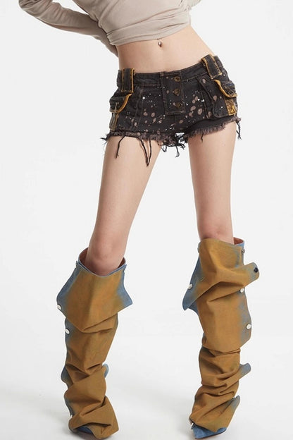 Patchwork Denim Shorts