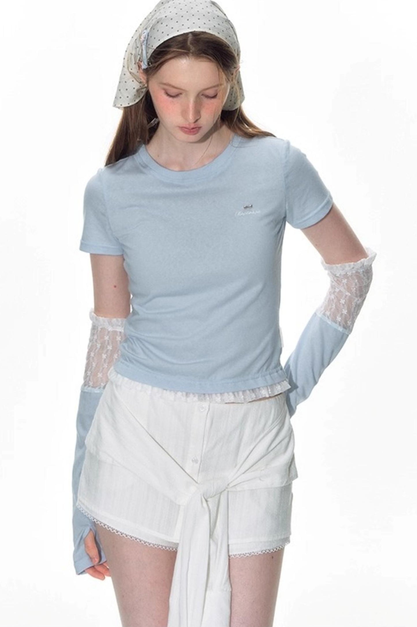 Nap Lace Stitched Short Sleeve T-Shirt Set