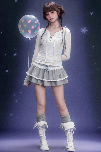 Sweet Grey Tiered Skirt