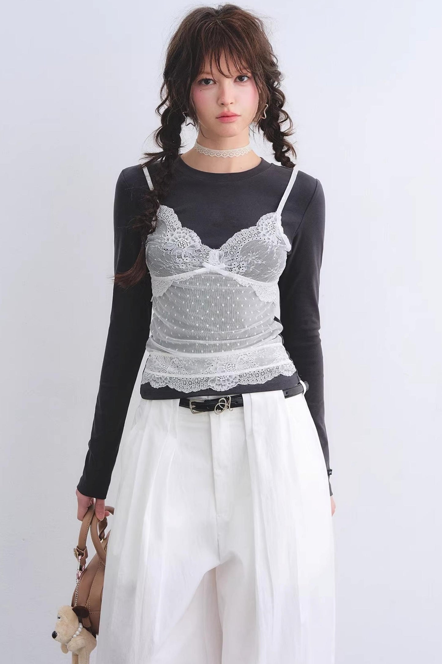 Lace Spliced Vintage Top