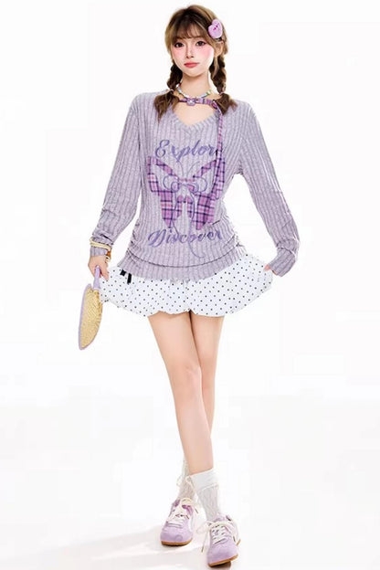 Bowknot Polka Dot Skirt