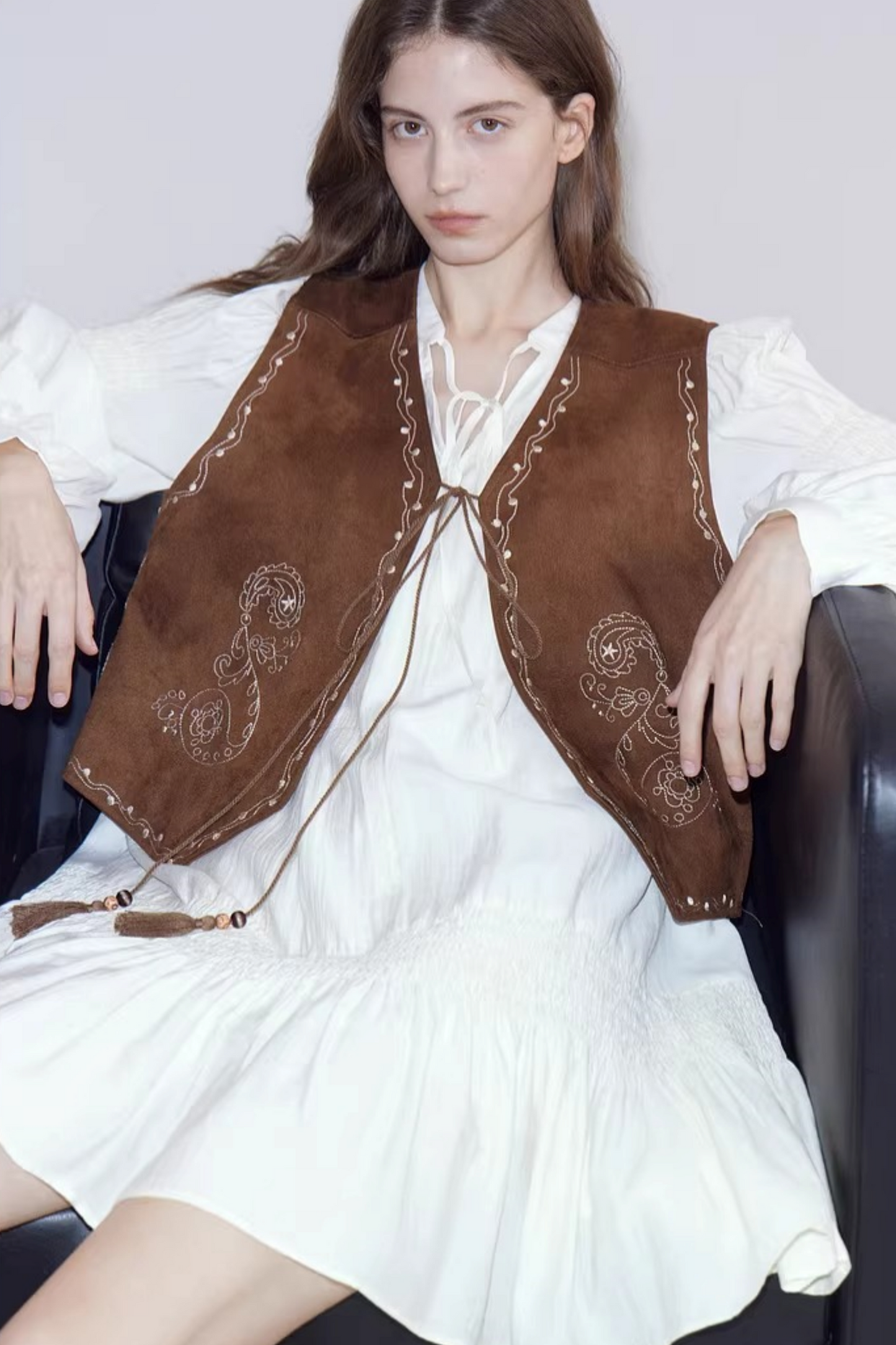 Color-Block Suede Vest