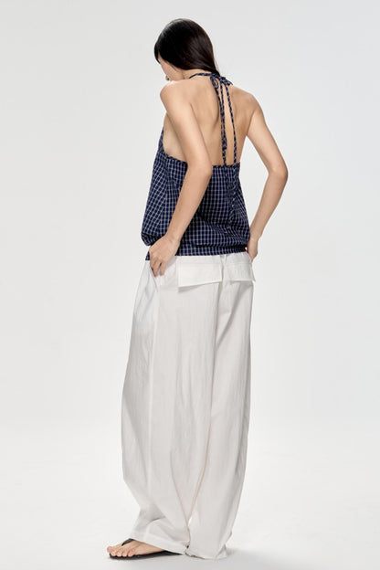 Backless Plaid Tank Top