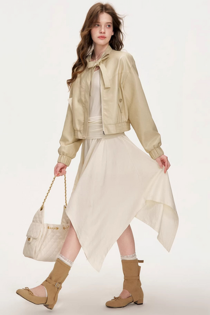 Eco-Friendly Bowknot Leather Jacket