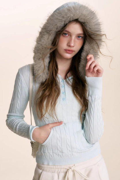 Plush Winter Fur Collar Sweater