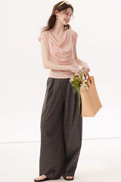 High-Elasticity Draped Knit Top