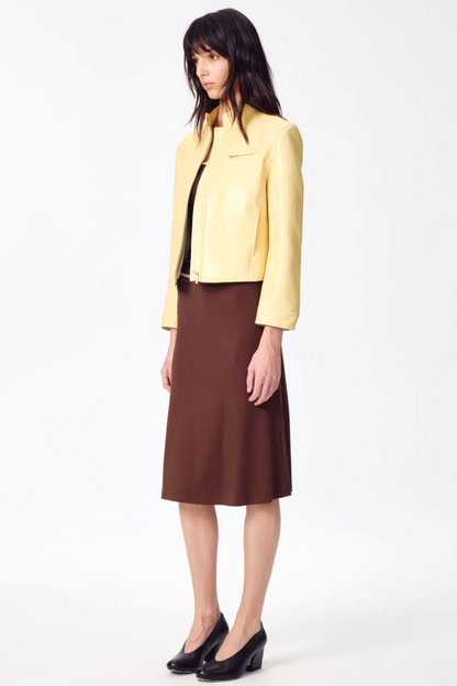 Retro Yellow Leather Jacket