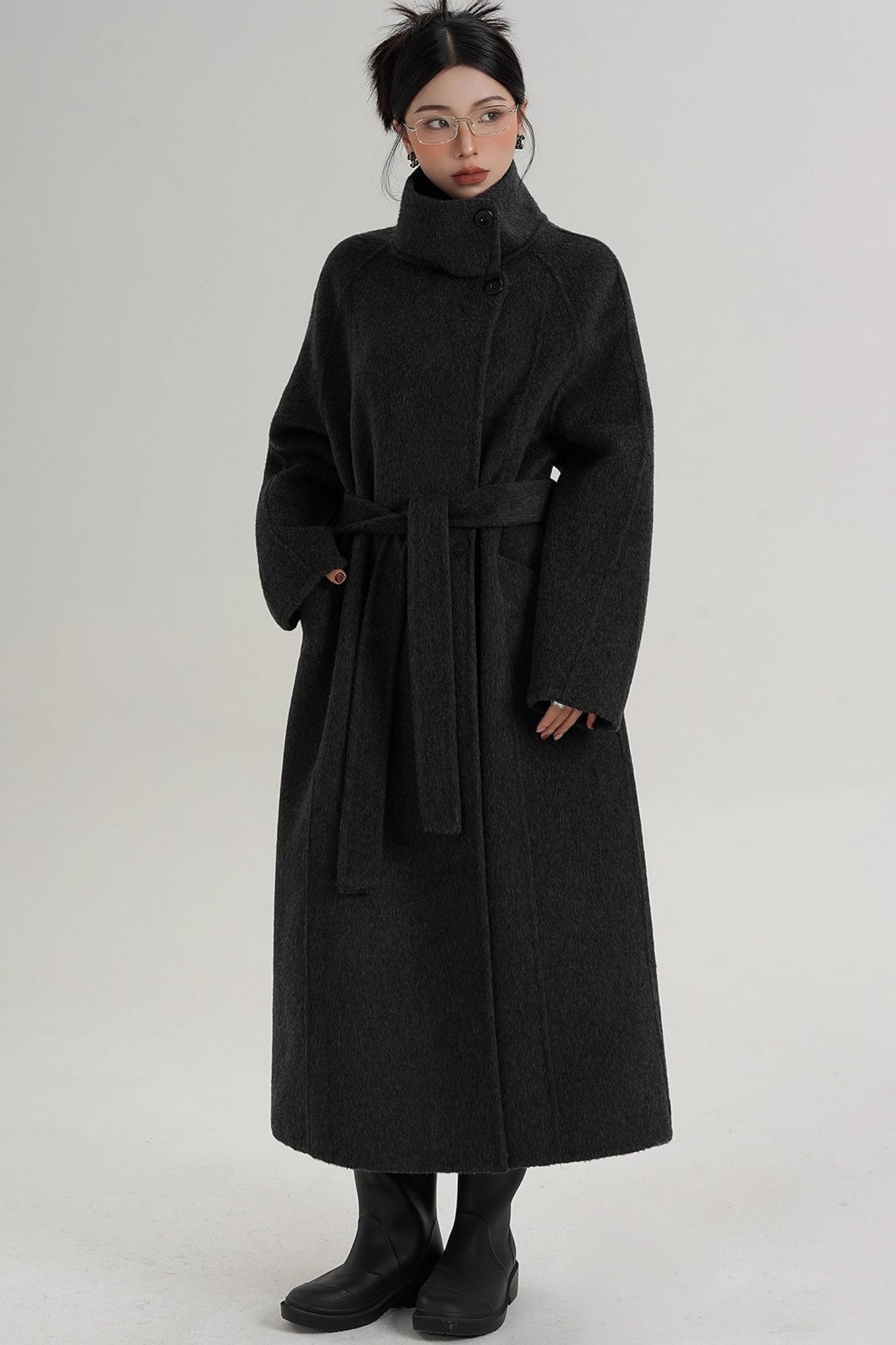 Turtleneck Long Wool Coat