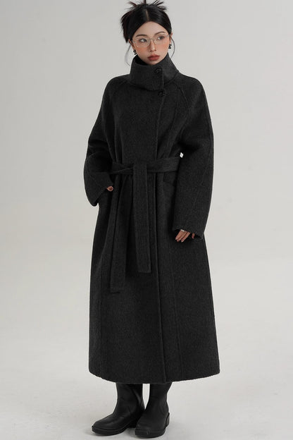 Turtleneck Long Wool Coat