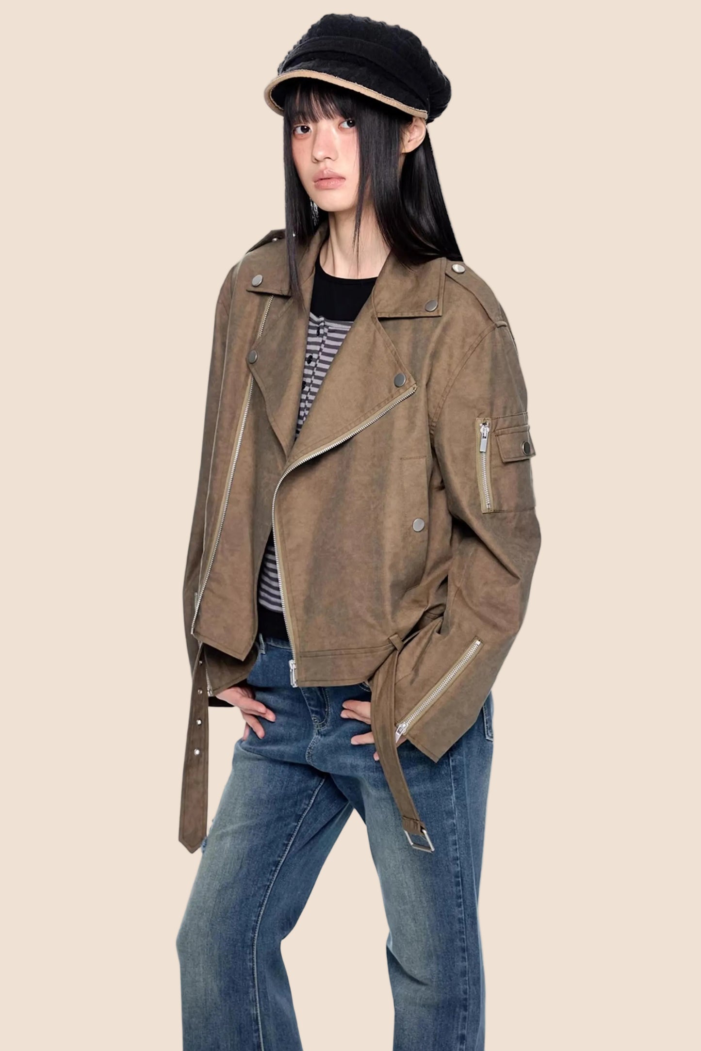 Deconstructed Zipper Retro Jacket