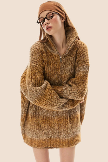 Niche Design Contrast Knit Sweater