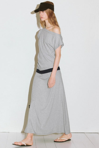 Contrast Patchwork Maxi Skirt Set