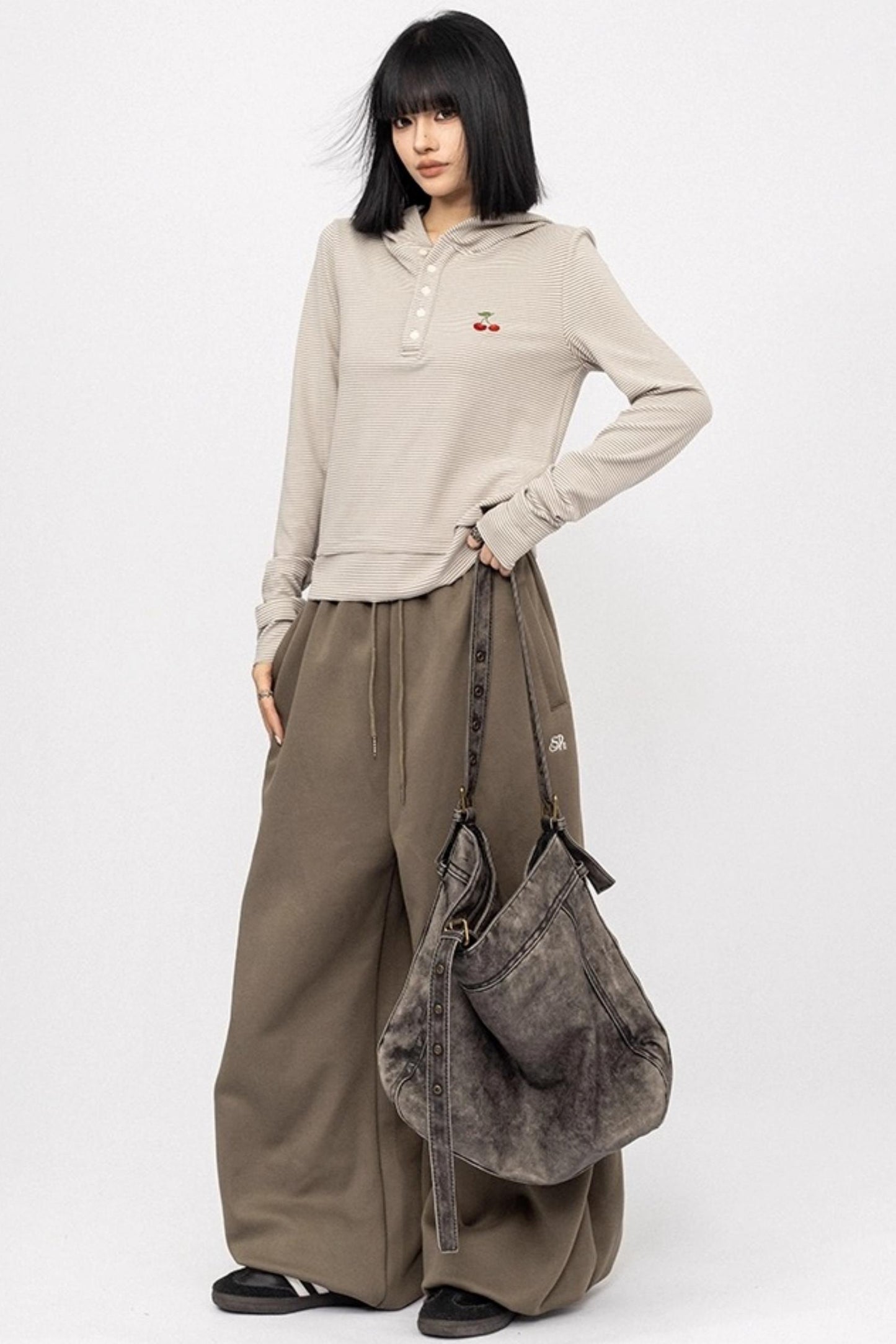 Autumn Striped Hooded Sweatshirt