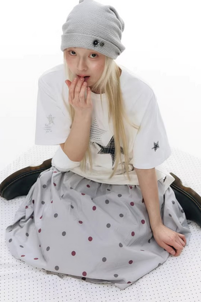 Retro Polka Dot Midi Skirt