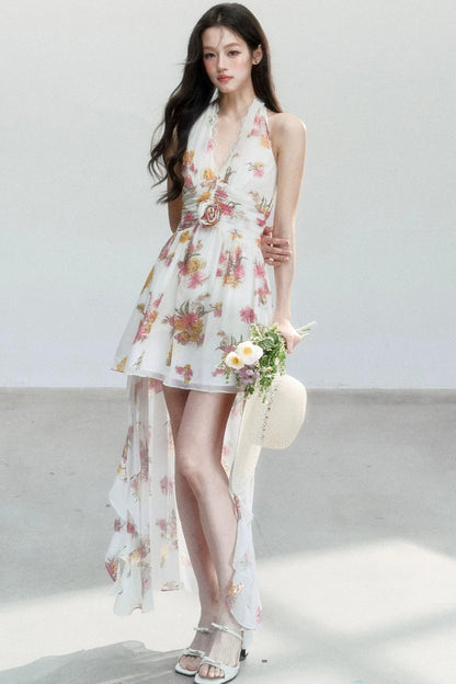 Chiffon Floral V-Neck Dress