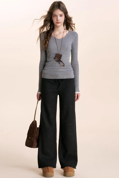Linen Wool V-Neck Top