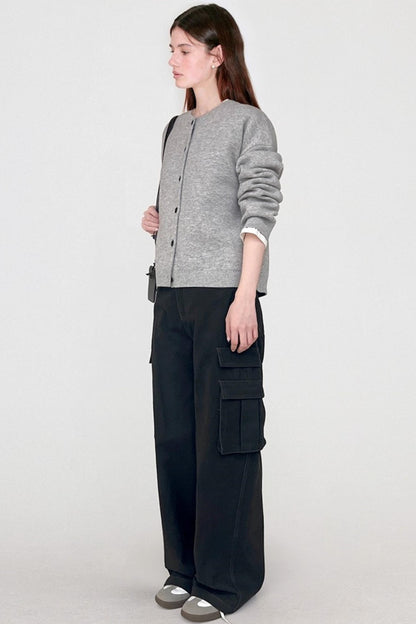 Classic College Style Wool Cardigan