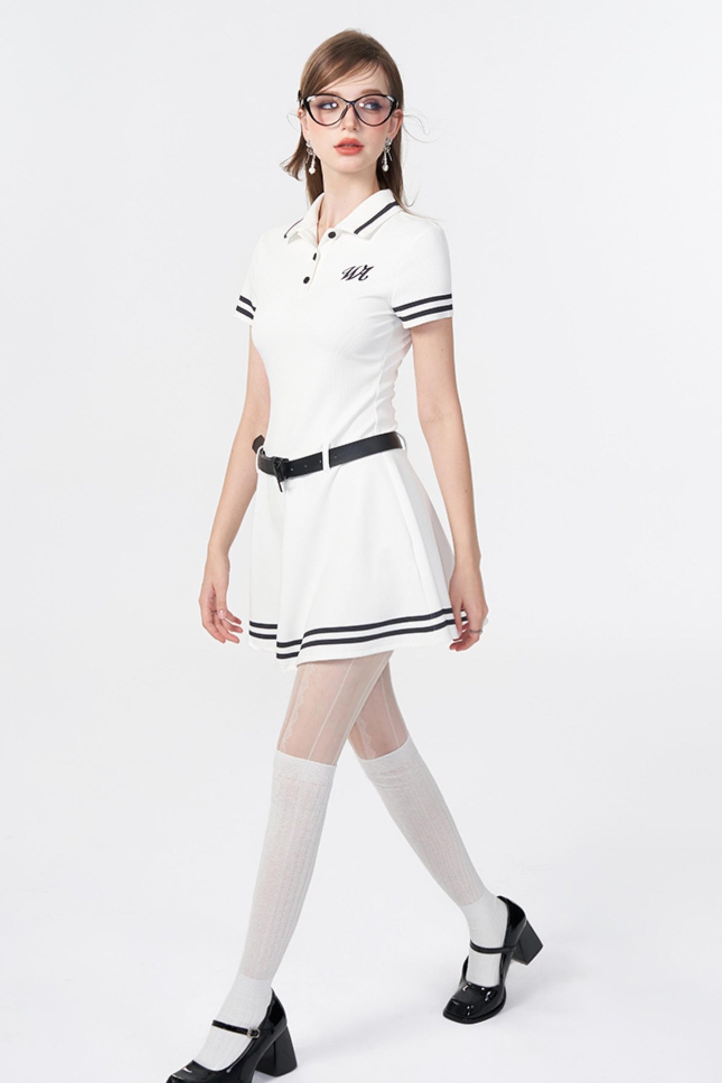 White Logo Polo Dress