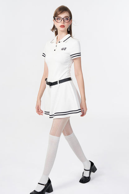 White Logo Polo Dress