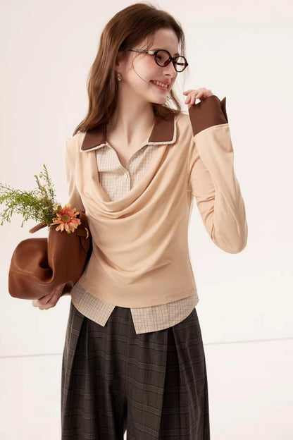 Lyocell Drape Plaid Blouse