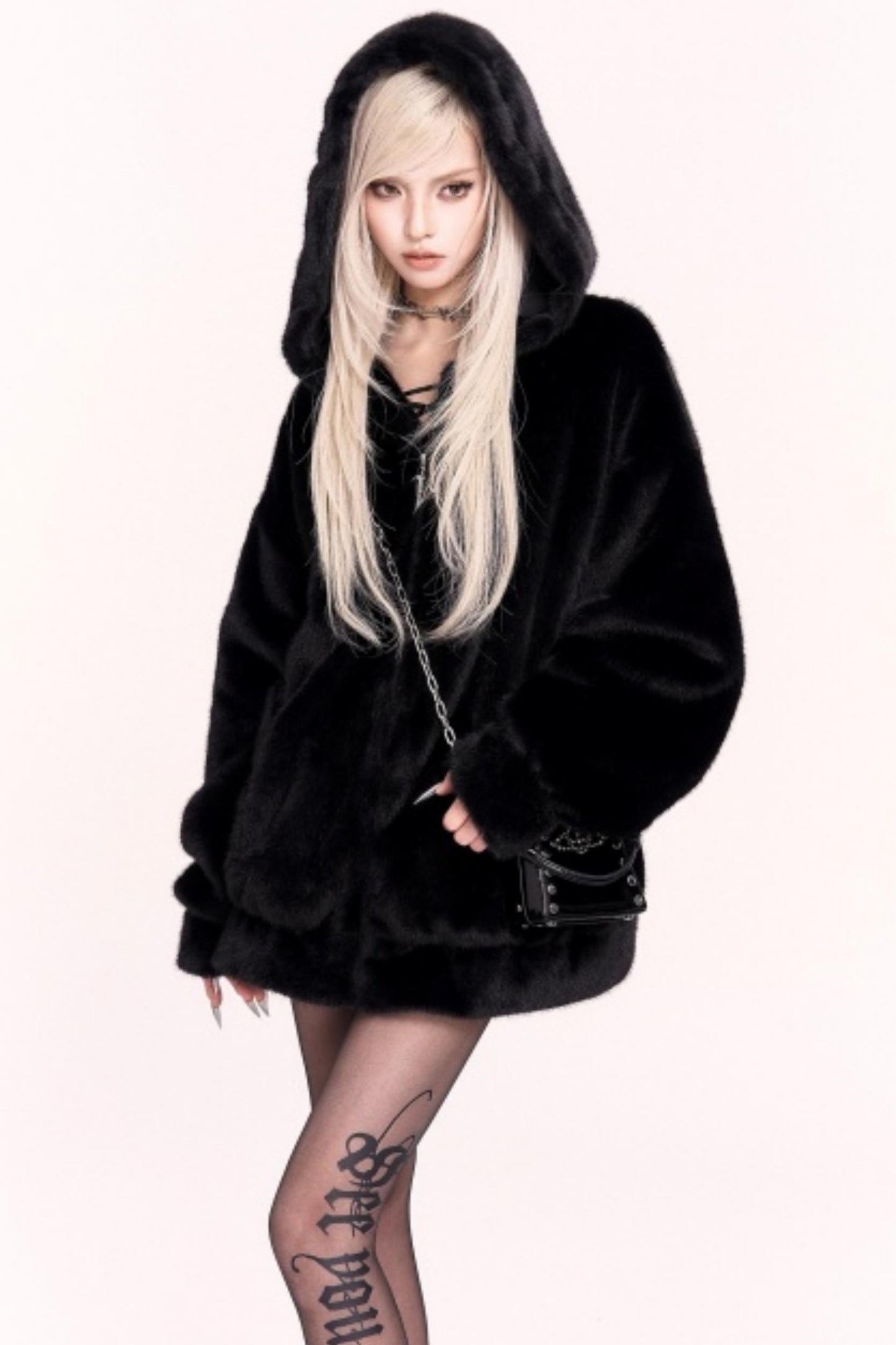 Plush Embroidered Hooded Jacket