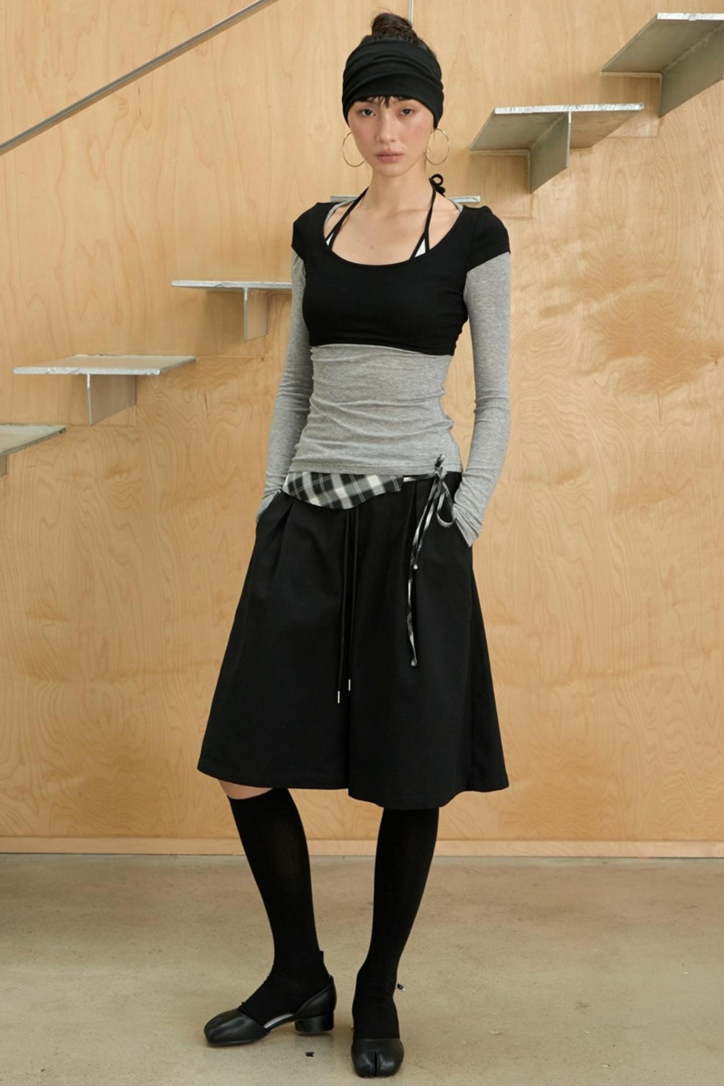 Color-Blocked Plaid Culottes