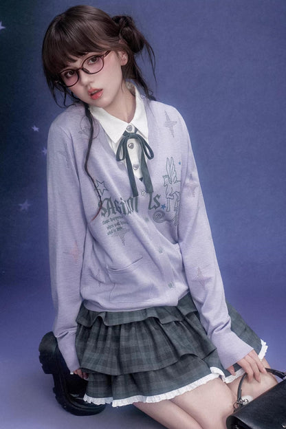 Gray Plaid Cake Dress Set