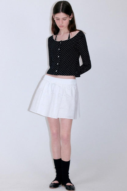 French Romantic Polka Dot Knitted Blouse