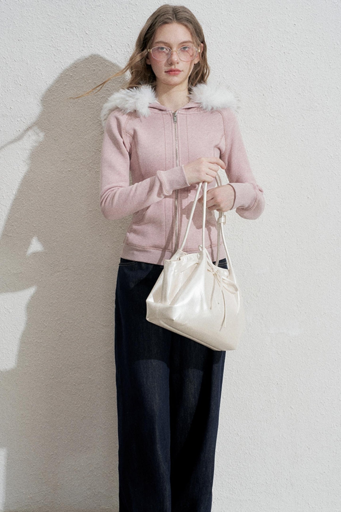 Pink Hooded Sweatshirt Jacket