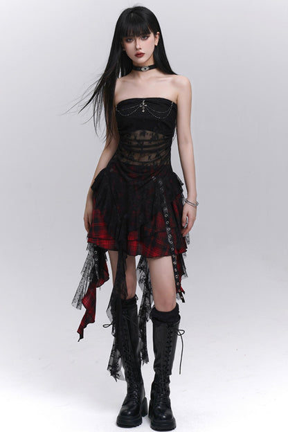 Summer Plaid Halter Skirt