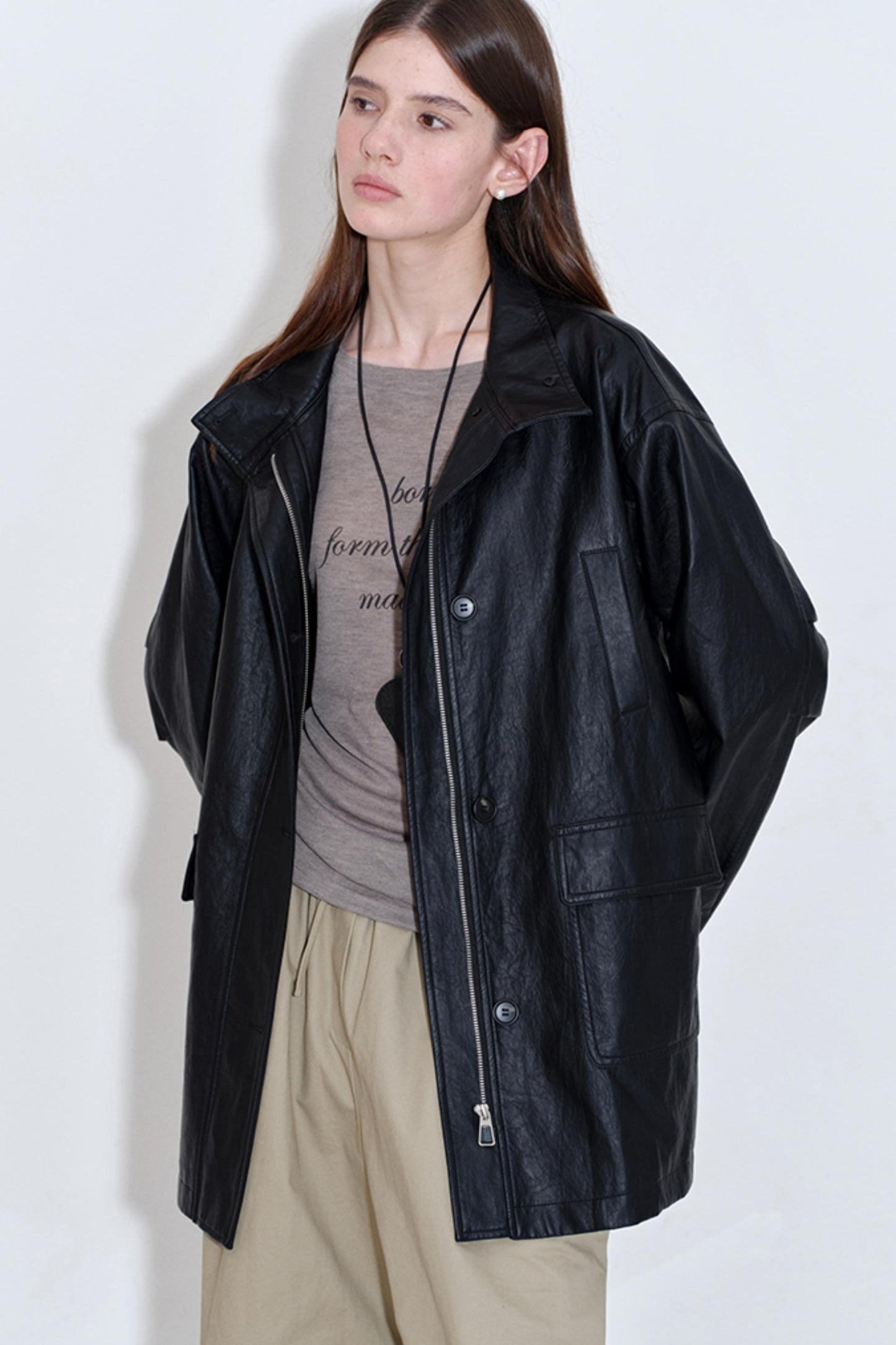 Soft Leather Multi-Pocket Jacket