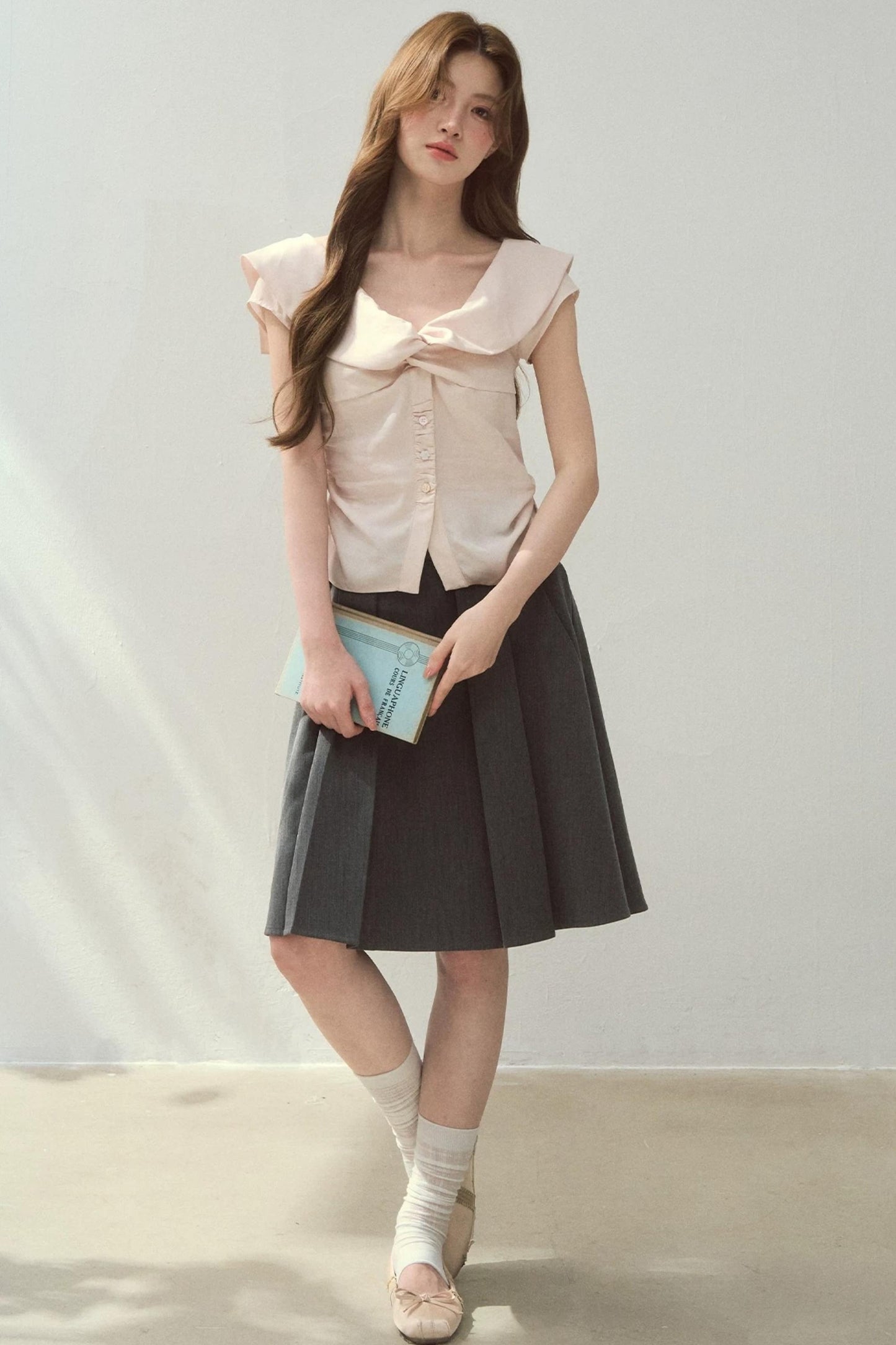 Mist Pink Lyocell Vintage Blouse