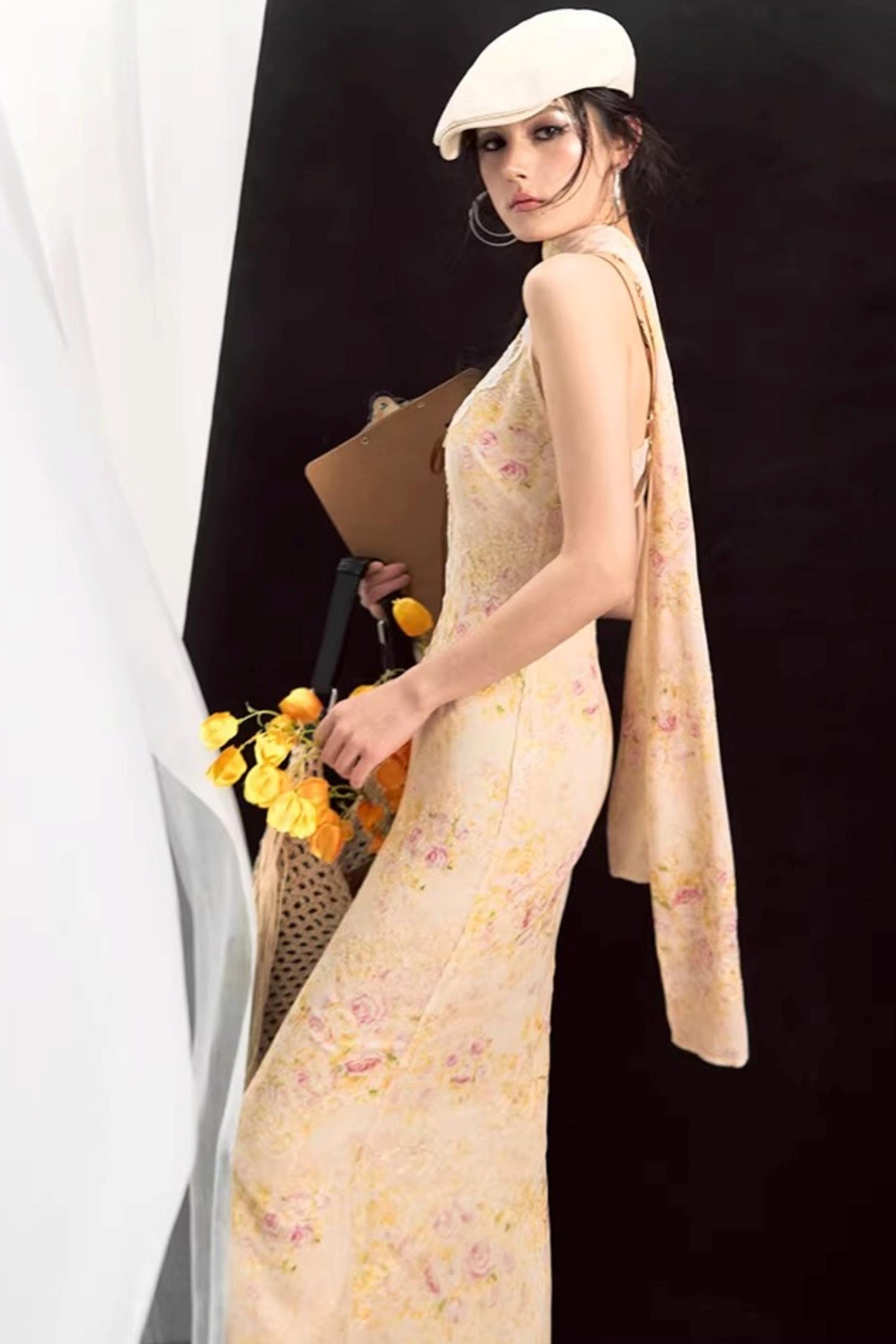 프렌치 레트로 레이스 패치워크 원피스